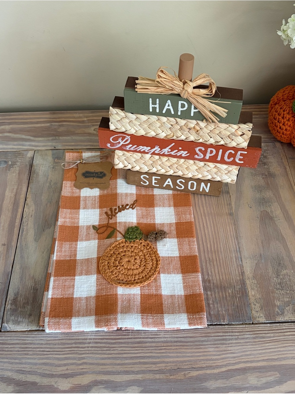 Pumpkin Spice Season Kitchen Towel and Sign Set 🍂🧡